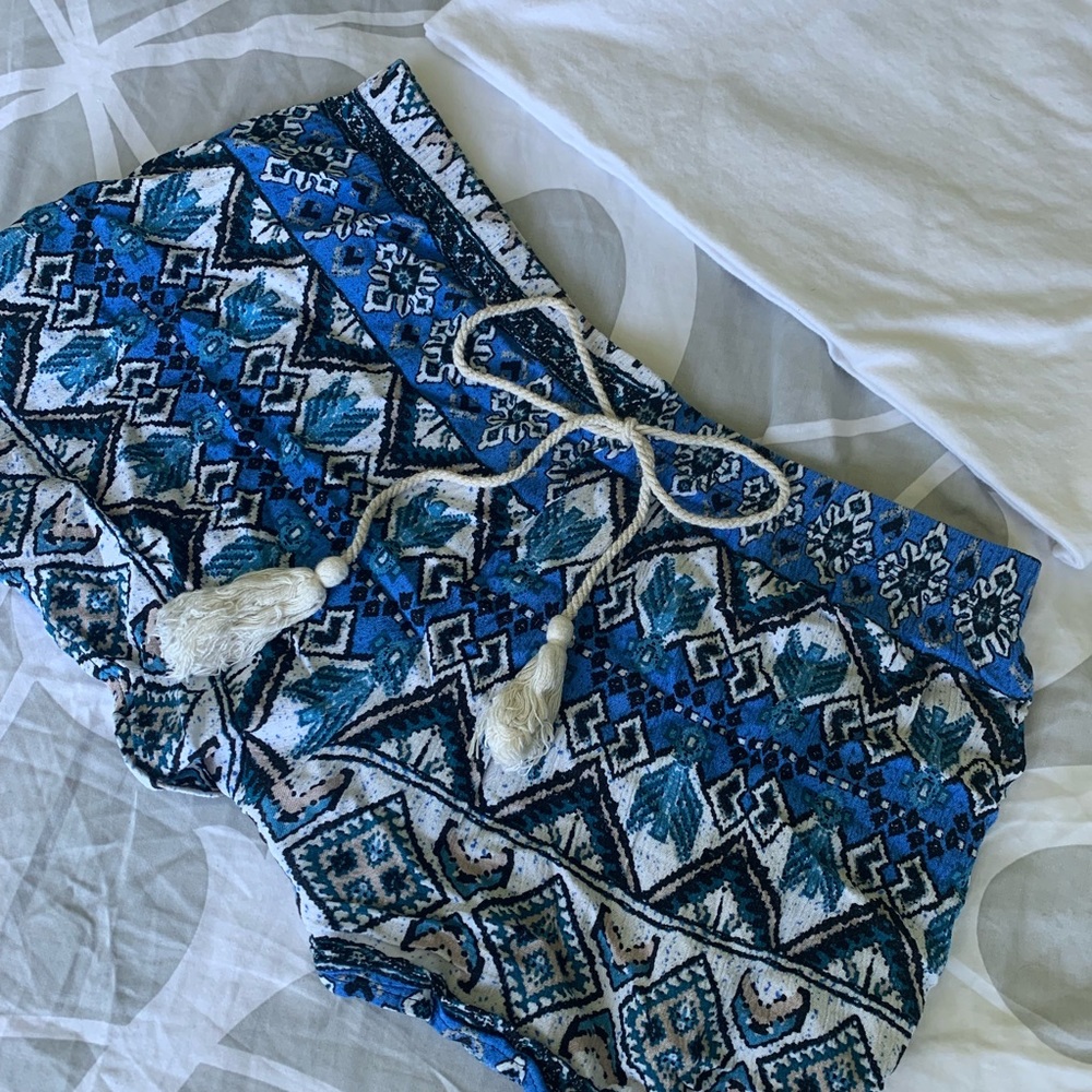 Blue Patterned Shorts